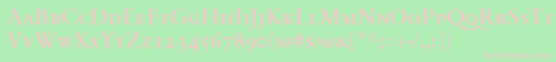 SabonnextLtDemiSmallCaps-fontti – vaaleanpunaiset fontit vihreällä taustalla