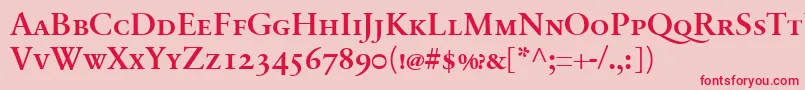 フォントSabonnextLtDemiSmallCaps – ピンクの背景に赤い文字