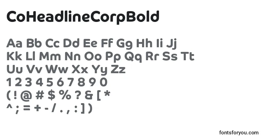Czcionka CoHeadlineCorpBold – alfabet, cyfry, specjalne znaki