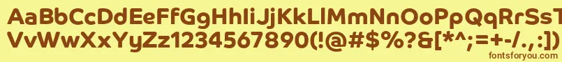 フォントCoHeadlineCorpBold – 茶色の文字が黄色の背景にあります。