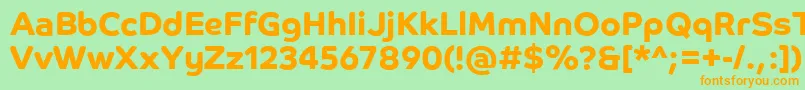 フォントCoHeadlineCorpBold – オレンジの文字が緑の背景にあります。