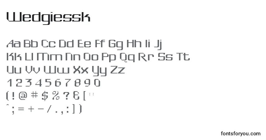 Czcionka Wedgiessk – alfabet, cyfry, specjalne znaki