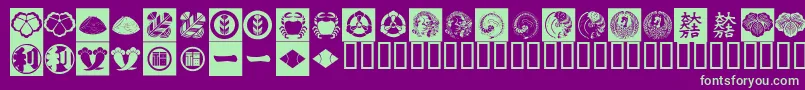 OrientPatternDingsSet2-fontti – vihreät fontit violetilla taustalla