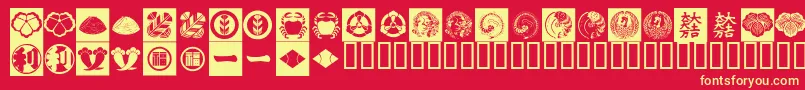 OrientPatternDingsSet2-fontti – keltaiset fontit punaisella taustalla