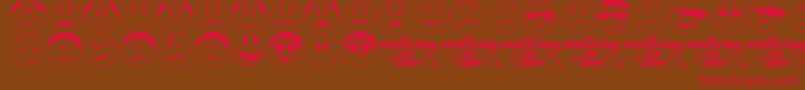 フォントExpressionismJl – 赤い文字が茶色の背景にあります。