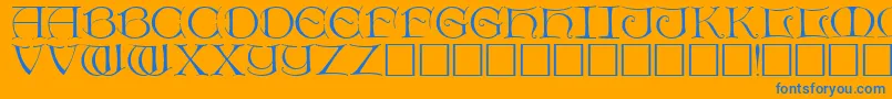Czcionka Dietercaps – niebieskie czcionki na pomarańczowym tle