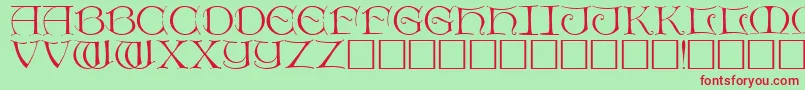 Dietercaps-Schriftart – Rote Schriften auf grünem Hintergrund