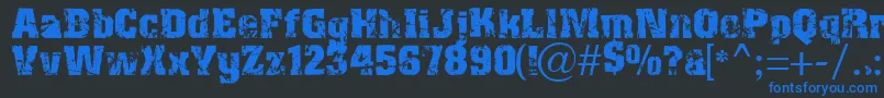 Distress Font – Blue Fonts on Black Background