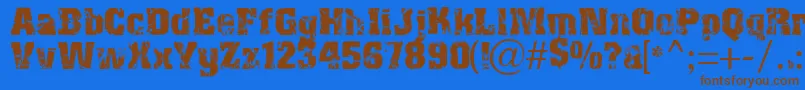 Distress Font – Brown Fonts on Blue Background