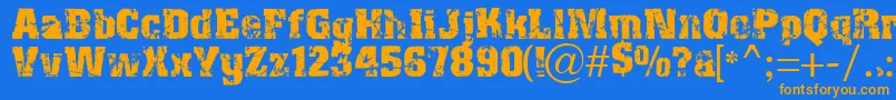 Distress Font – Orange Fonts on Blue Background