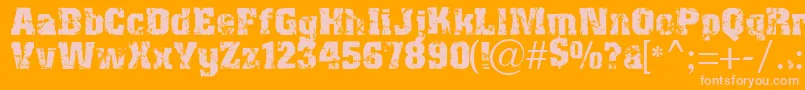 Distress Font – Pink Fonts on Orange Background