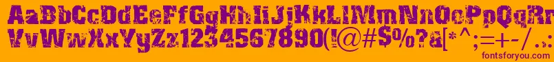 Distress Font – Purple Fonts on Orange Background