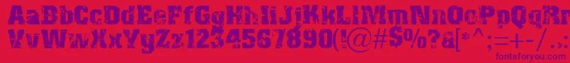 Distress Font – Purple Fonts on Red Background