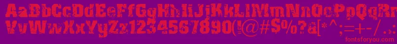 Distress Font – Red Fonts on Purple Background