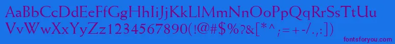 MissiveSsi-Schriftart – Violette Schriften auf blauem Hintergrund