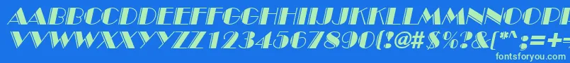 InviteEngravedSfItalic Font – Green Fonts on Blue Background