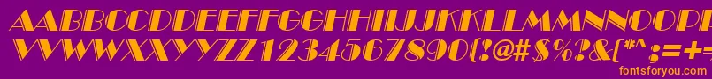 InviteEngravedSfItalic-Schriftart – Orangefarbene Schriften auf violettem Hintergrund