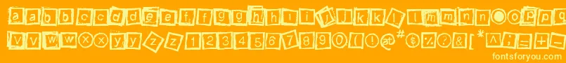 Bloktype-Schriftart – Gelbe Schriften auf orangefarbenem Hintergrund