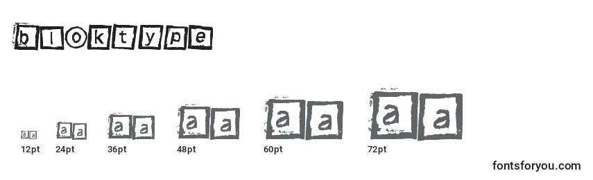 Größen der Schriftart Bloktype