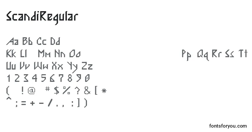 A fonte ScandiRegular – alfabeto, números, caracteres especiais