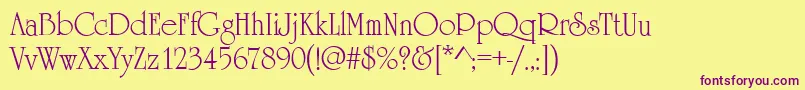 HoneymoonRegular-fontti – violetit fontit keltaisella taustalla