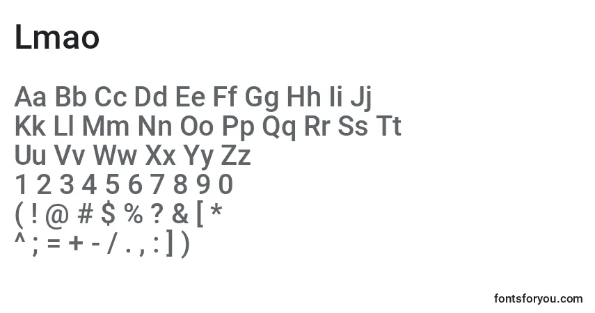 Czcionka Lmao – alfabet, cyfry, specjalne znaki