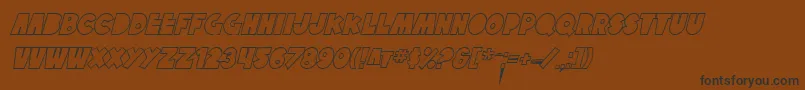 Fonte SfTattleTalesOutlineItalic – fontes pretas em um fundo marrom