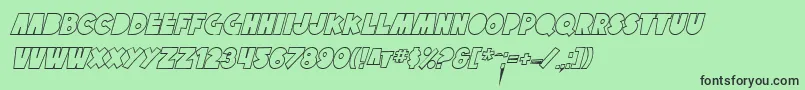 SfTattleTalesOutlineItalic-fontti – mustat fontit vihreällä taustalla
