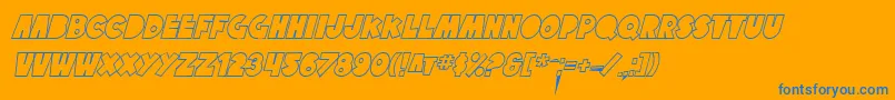 SfTattleTalesOutlineItalic-Schriftart – Blaue Schriften auf orangefarbenem Hintergrund