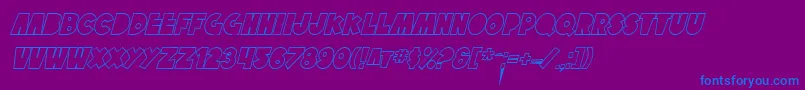 Więcej informacji o czcionce SfTattleTalesOutlineItalic Czcionka SfTattleTalesOutlineItalic – niebieskie czcionki na fioletowym tle