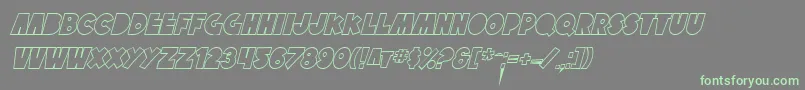 SfTattleTalesOutlineItalic-Schriftart – Grüne Schriften auf grauem Hintergrund