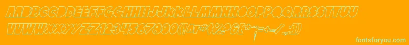 SfTattleTalesOutlineItalic-fontti – vihreät fontit oranssilla taustalla