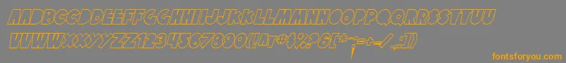 フォントSfTattleTalesOutlineItalic – オレンジの文字は灰色の背景にあります。