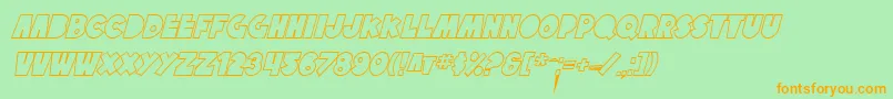 Police SfTattleTalesOutlineItalic – polices orange sur fond vert