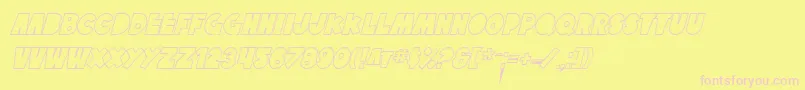 Fonte SfTattleTalesOutlineItalic – fontes rosa em um fundo amarelo