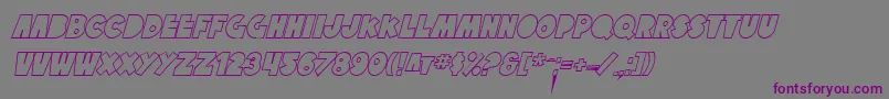 フォントSfTattleTalesOutlineItalic – 紫色のフォント、灰色の背景