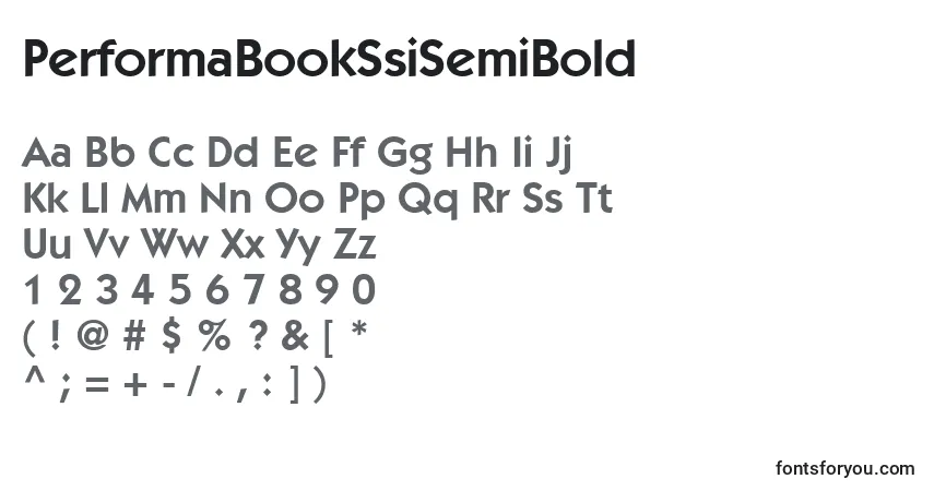 Шрифт PerformaBookSsiSemiBold – алфавит, цифры, специальные символы