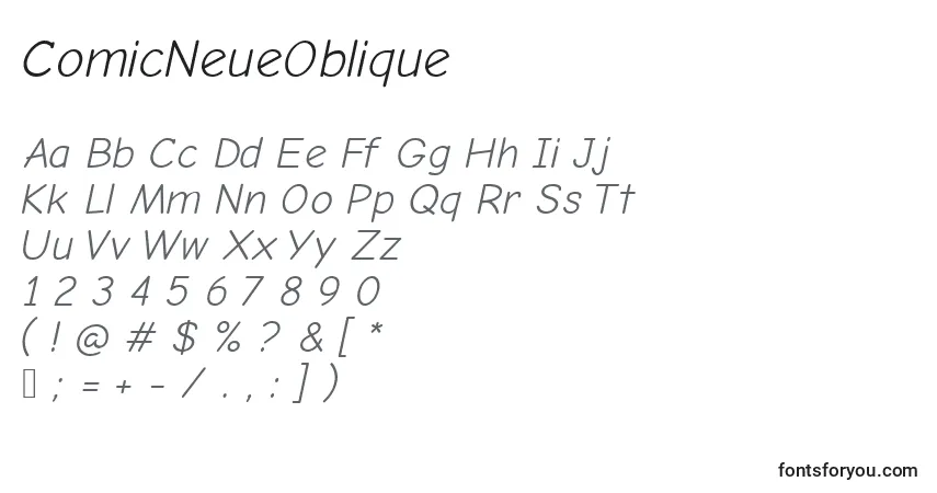 Шрифт ComicNeueOblique – алфавит, цифры, специальные символы