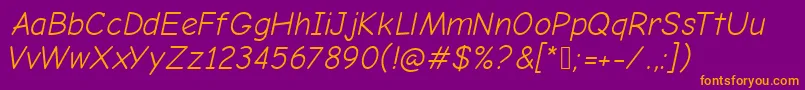 ComicNeueOblique Font – Orange Fonts on Purple Background