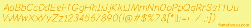 ComicNeueOblique Font – Orange Fonts on Yellow Background