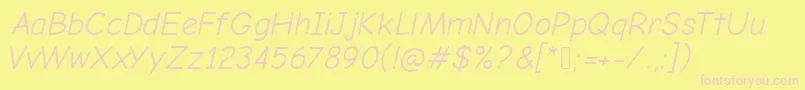 ComicNeueOblique Font – Pink Fonts on Yellow Background