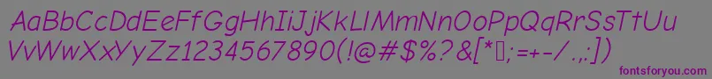 ComicNeueOblique Font – Purple Fonts on Gray Background