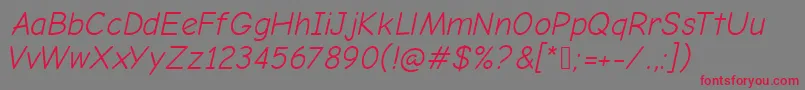 ComicNeueOblique Font – Red Fonts on Gray Background