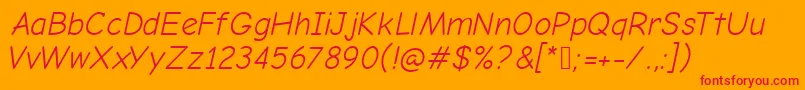 ComicNeueOblique Font – Red Fonts on Orange Background