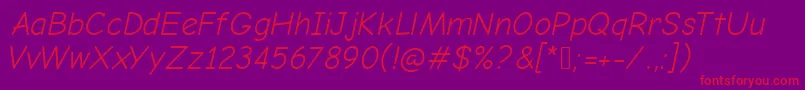 ComicNeueOblique Font – Red Fonts on Purple Background