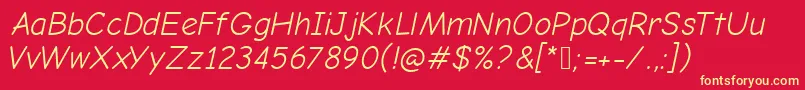 ComicNeueOblique Font – Yellow Fonts on Red Background