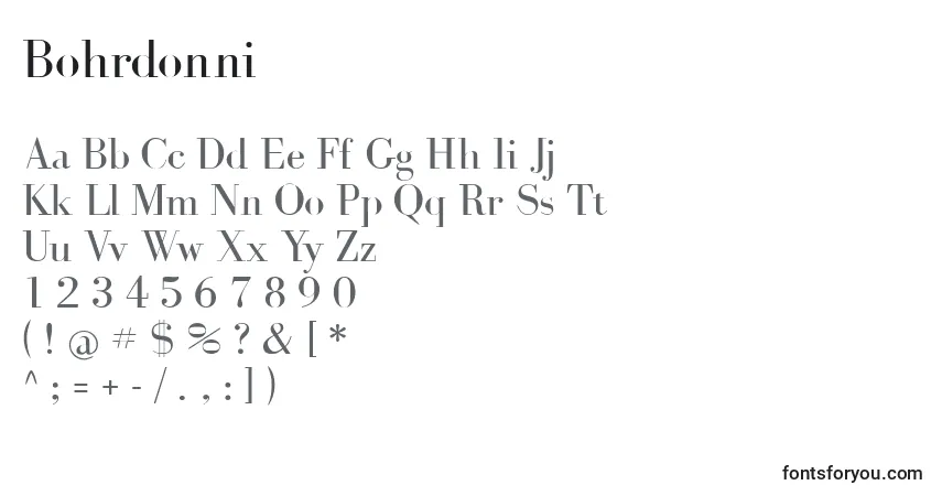 Schriftart Bohrdonni – Alphabet, Zahlen, spezielle Symbole