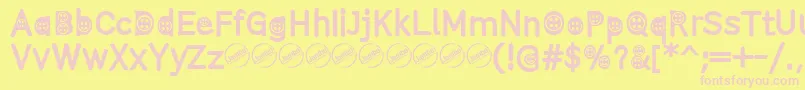 ButtonTRegular Font – Pink Fonts on Yellow Background