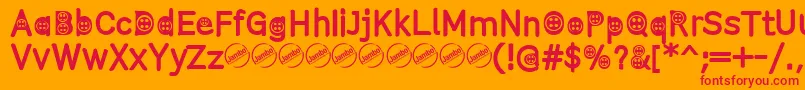 ButtonTRegular Font – Red Fonts on Orange Background