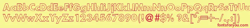 Fonte FutoraloutdbNormal – fontes vermelhas em um fundo amarelo